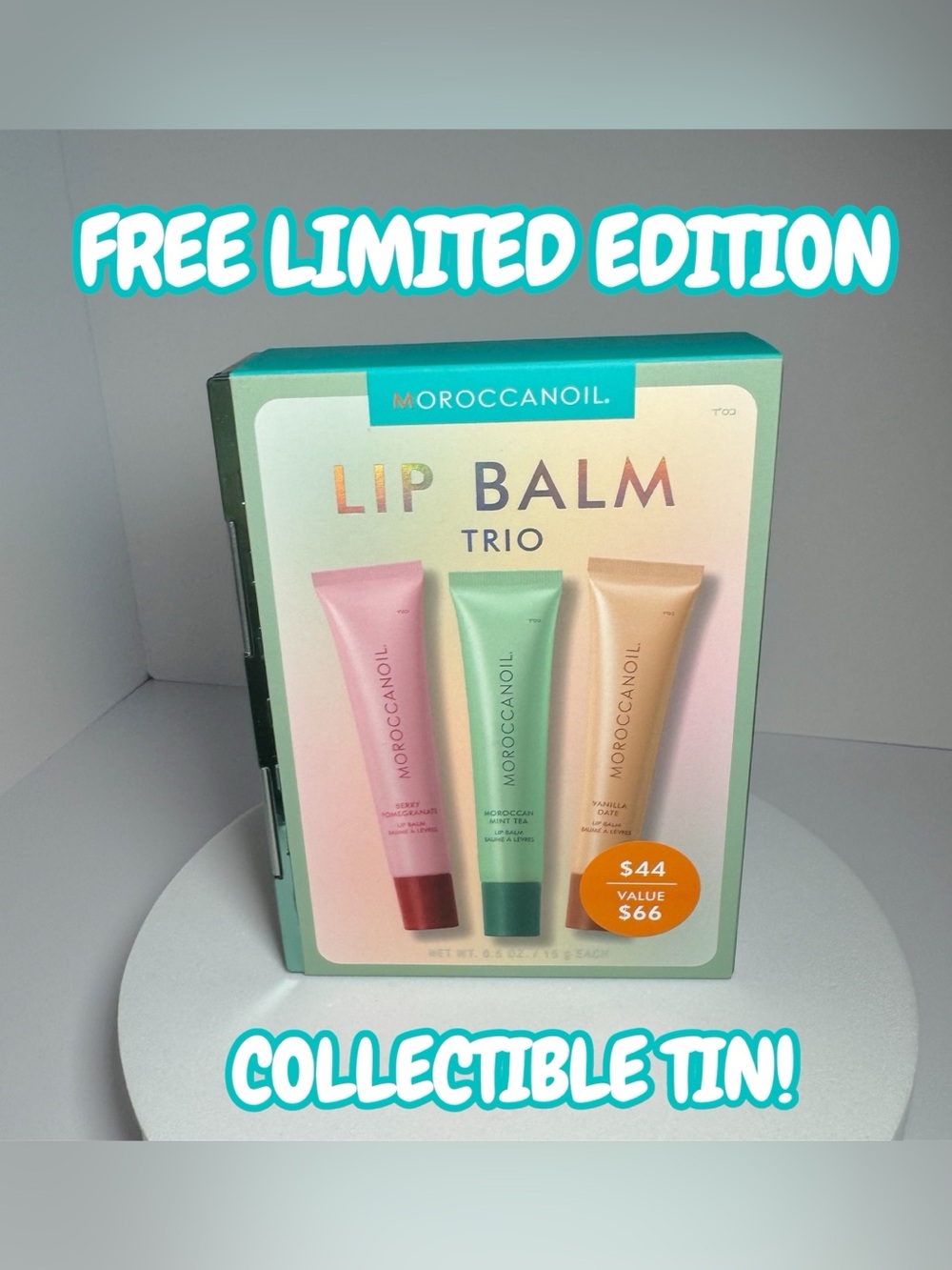 Moroccanoil Lip Balm Trio - Berry Pomegranate, Moroccan Mint Tea, Vanilla Date
